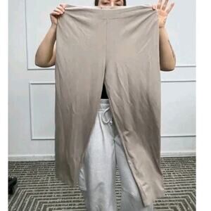 Eileen Fisher Ponte Pull On Elastic Pants XL Taupe Stretch Viscose Nylon Spandex